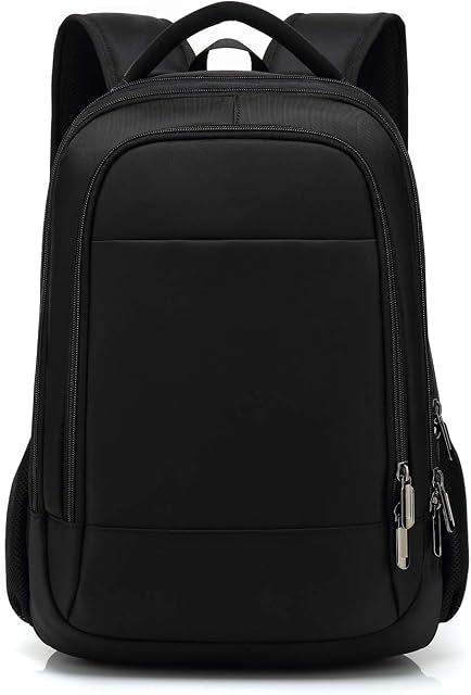 FANDARE Unisex Laptop Backpack Business Travel Daypack with USB Earphone Port College Computer School Bag Knapsack for Women Men Outdoor Campus Pack Waterproof Polyester Black