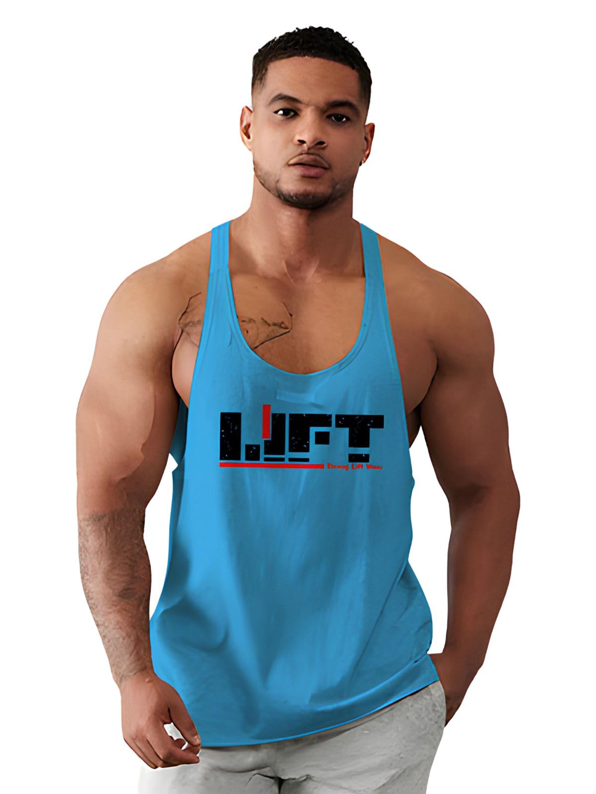 bab being beast apparel BAB Men's Regular Sleeveless Polyester Vest | Super Soft & Comfort Fit Gym Sando for Workout | Lift Print-picture-49