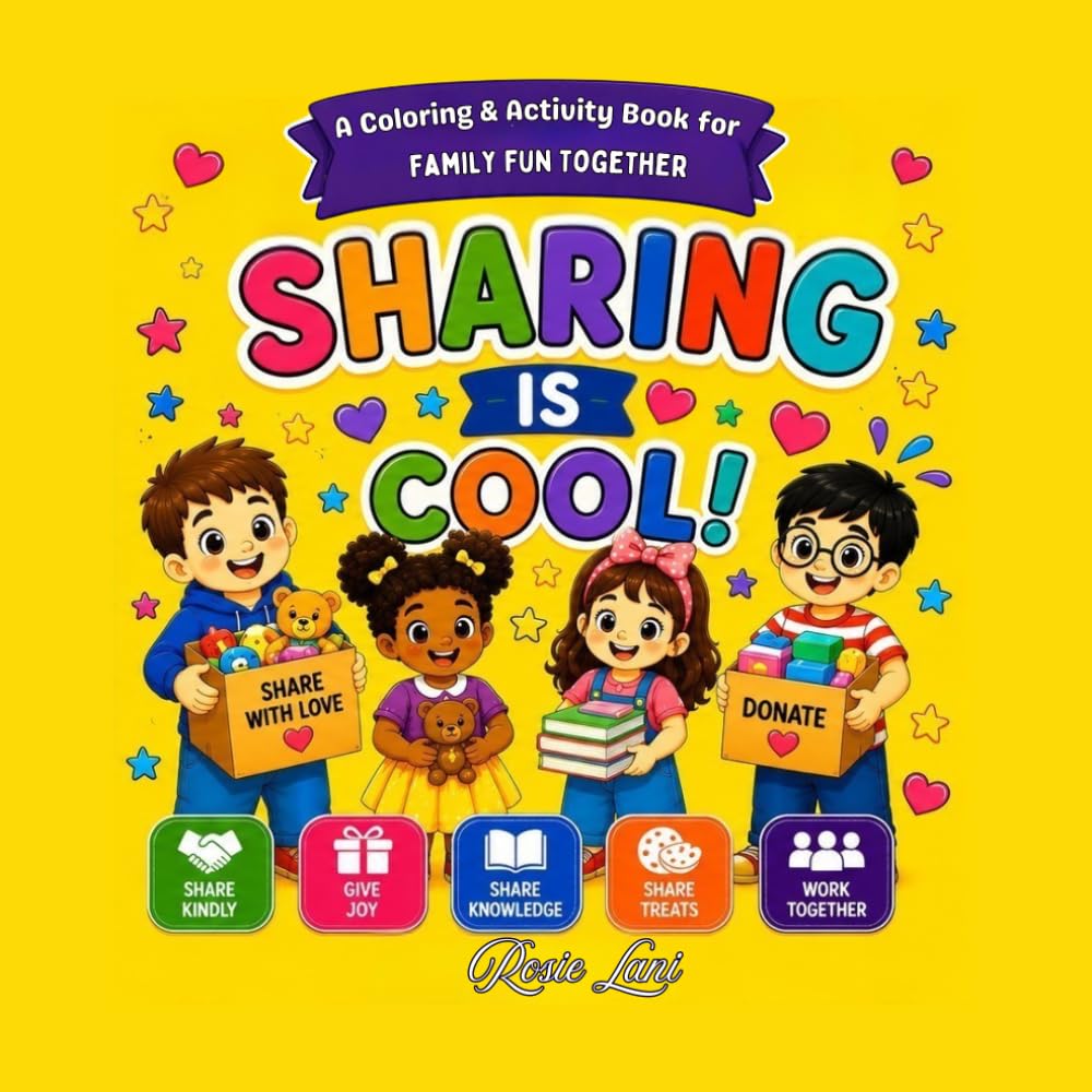 Sharing is Cool: A Coloring & Activity Book for Family Fun Together (Rosie Lani Presents ...Little Hearts, Big Lessons Coloring Series)