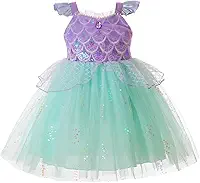 Vestido de sereia para meninas, fantasia de princesa, com lantejoulas, tutu para festas de aniversário de crianças pequenas