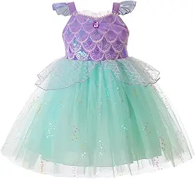 Vestido de sereia para meninas, fantasia de princesa, com lantejoulas, tutu para festas de aniversário de crianças pequenas
