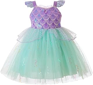 Girls Mermaid Dress Little Mermaid Costume Princess Sequin Sling Tutu Dress for Toddler Kids
