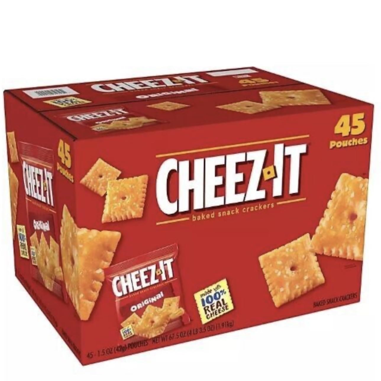 Cheez-It Baked Snack Cheese Crackers, Original (67.5 oz. box, 45 ct.)