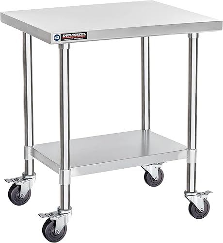 Miniatura 67 de DuraSteel 24x12 Pequeña Mesa de Acero Inoxidable - NSF Metal Angosta Comercial para Preparación de Alimentos, Mesa de Trabajo Lateral con Estante