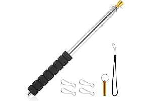 8.2ft Telescopic Handheld Flagpole, Tour Guide Flag Pole Pointer Stick with Clips