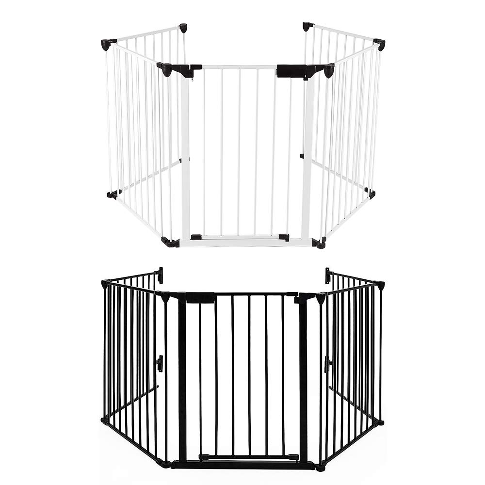 Barrera de seguridad infantil – Barrera de protección para chimenea – 300 cm – Barrera de protección – 5 paneles – Material: Q195 acero y plástico ABS (blanco)