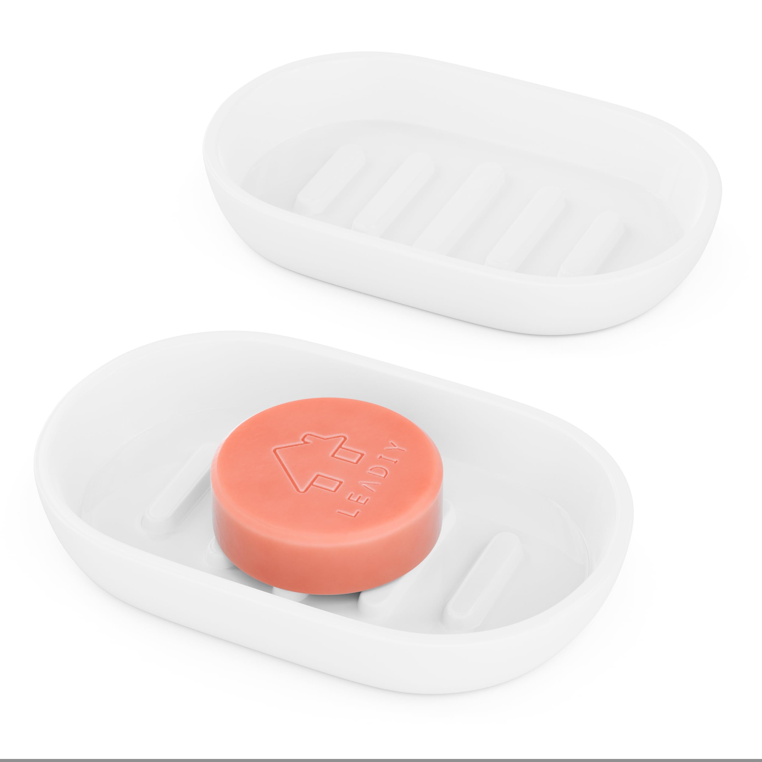 2Pcs/SetBathroom Soap Dishes, Not Plastic！,Bamboo Soap Dishes Holder for Bathroom Shower, Bathroom Sink Soap Dish (White)