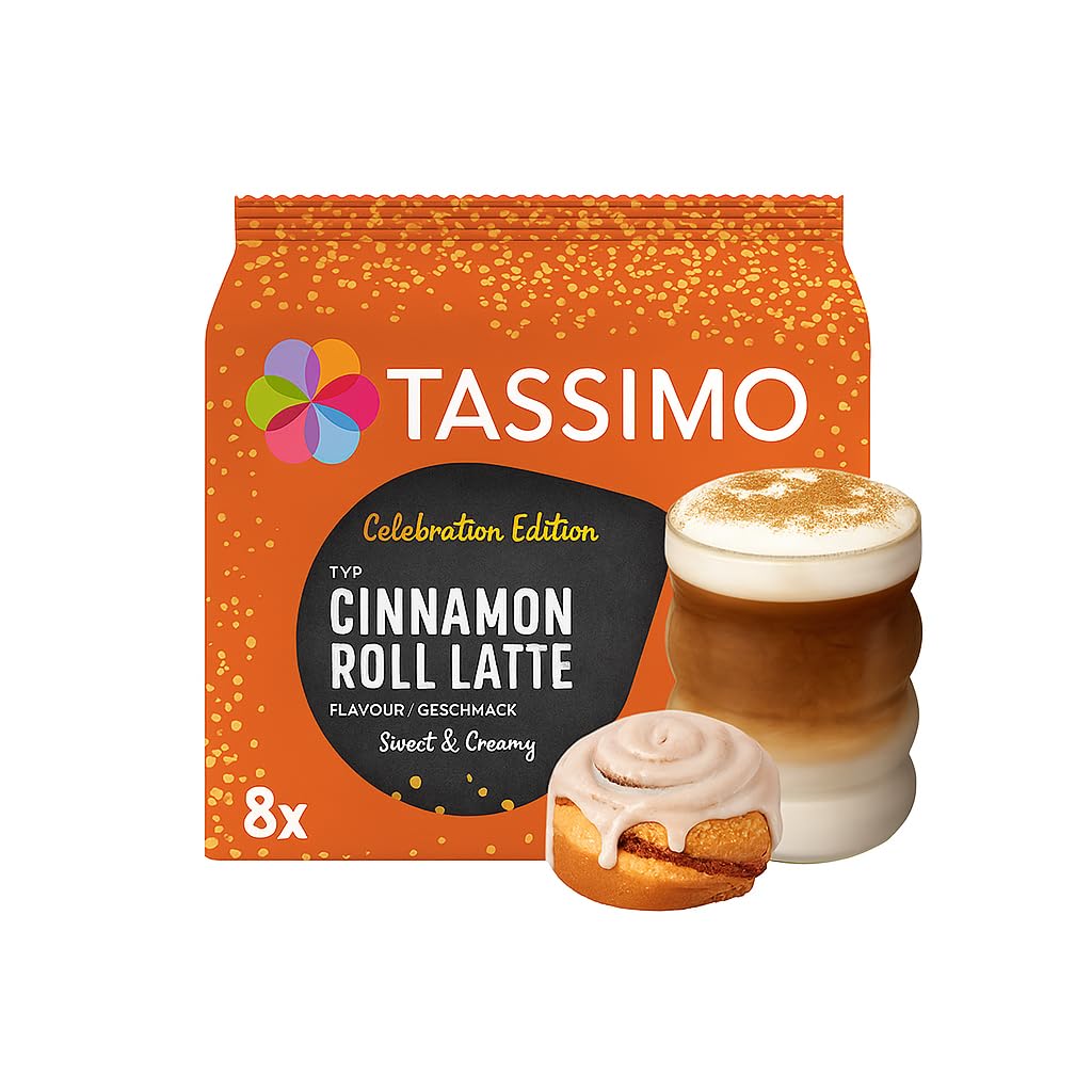 Tassimo Cinnamon Roll Latte Coffee Pods x8 (Pack of 5, Total 40 Drinks)