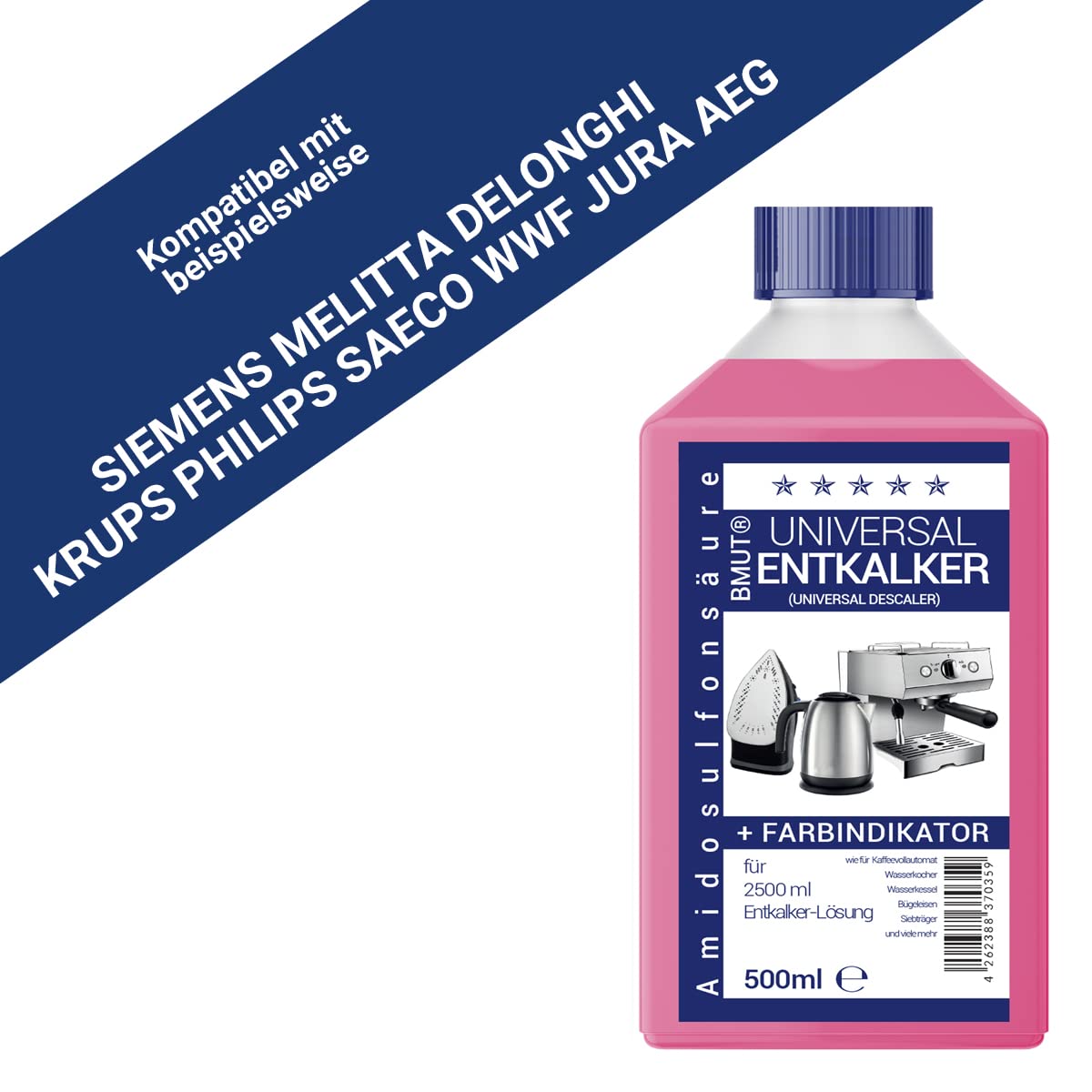 24 x 500 ml uniwersalny odkamieniacz do ekspresu do kawy i ekspresu do kawy – po 125 ml na 2500 ml roztworu odkamieniacza (24 x 500 ml)