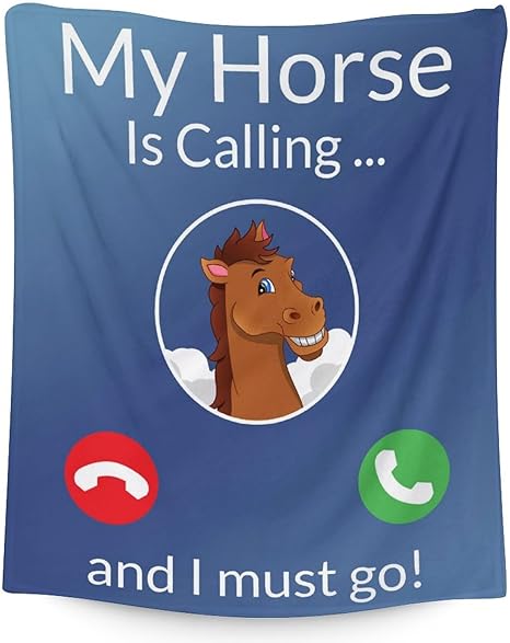 Mercuryelf Horse Blanket Gift - 50x60 Inches Funny Throw Blankets for Teens - Blue Soft, Fuzzy & Warm Throws for Living Room, Sofa