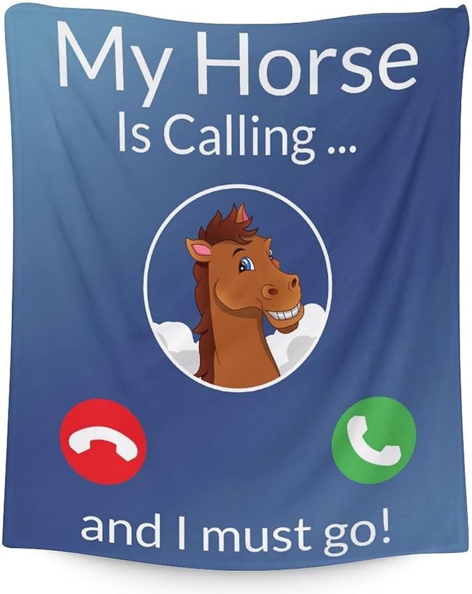 Mercuryelf Horse Blanket Gift - 50x60 Inches Funny Throw Blankets for Teens - Blue Soft, Fuzzy & Warm Throws for Living Room, Sofa