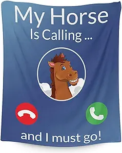 Mercuryelf Horse Blanket Gift - 50x60 Inches Funny Throw Blankets for Teens - Blue Soft, Fuzzy & Warm Throws for Living Room, Sofa