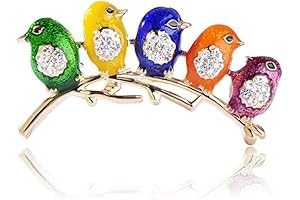 Charming Bird Brooch Pin with Colorful Crystal Embellishments