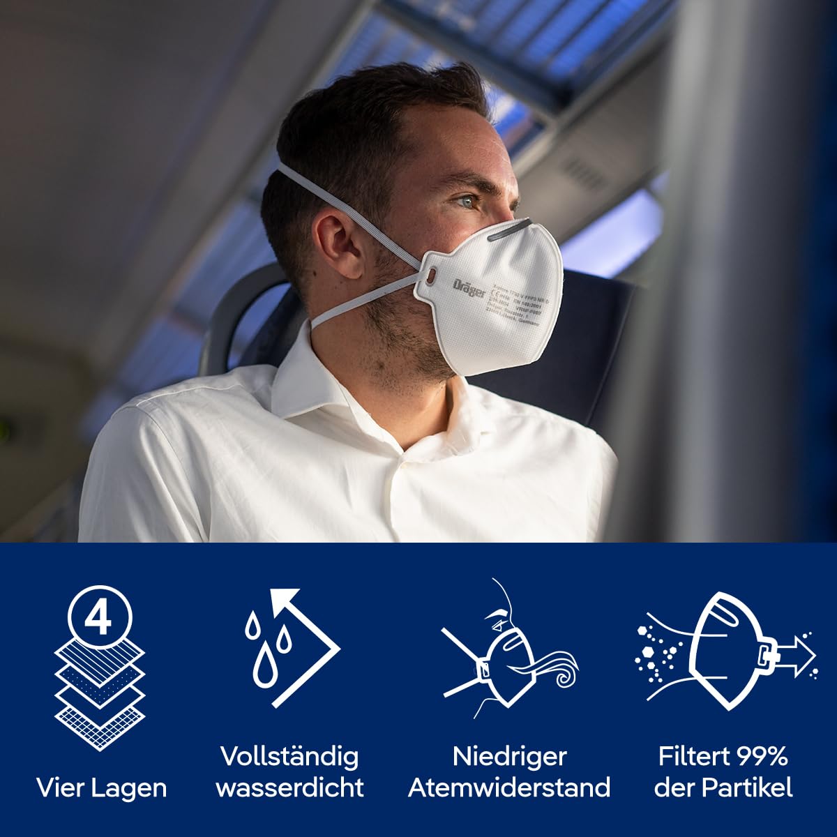 Dräger X-plore 1730 FFP3 Maske NR D, Mundschutz, Staubmaske, Staubmasken Atemschutz Feinstaub, FFP3-Atemschutzmaske, Einheitsgröße