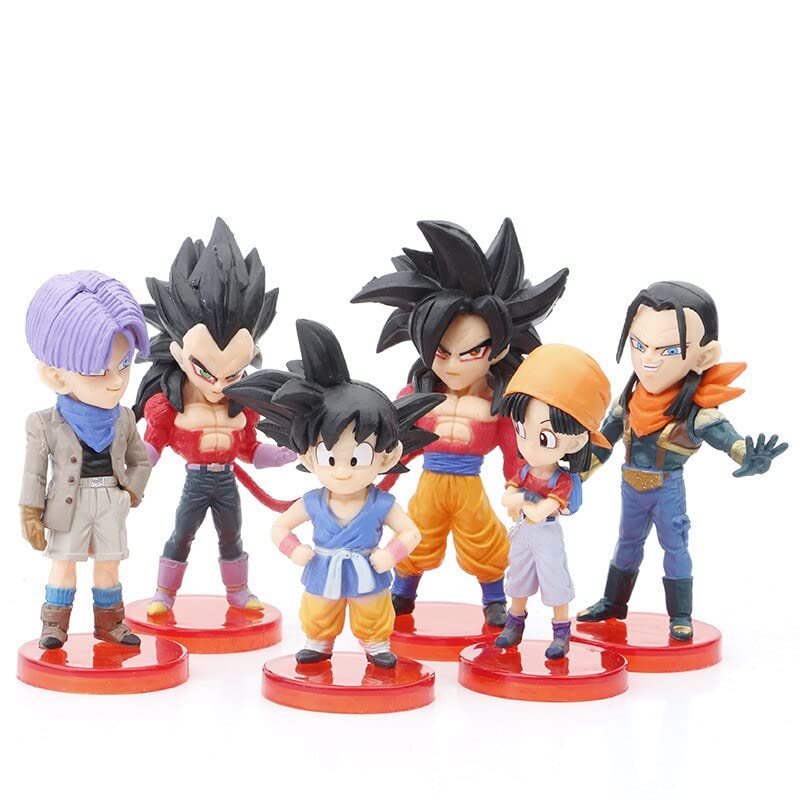 Image of Trunkin Dbz Set Of 6 Action Figures B Super Saiyan Action Figures 6.5-9Cm Trunks Pan Son Goku Vegeta Polyvinyl Chloride Weeb Manga Collectible Model Toy,Multicolor