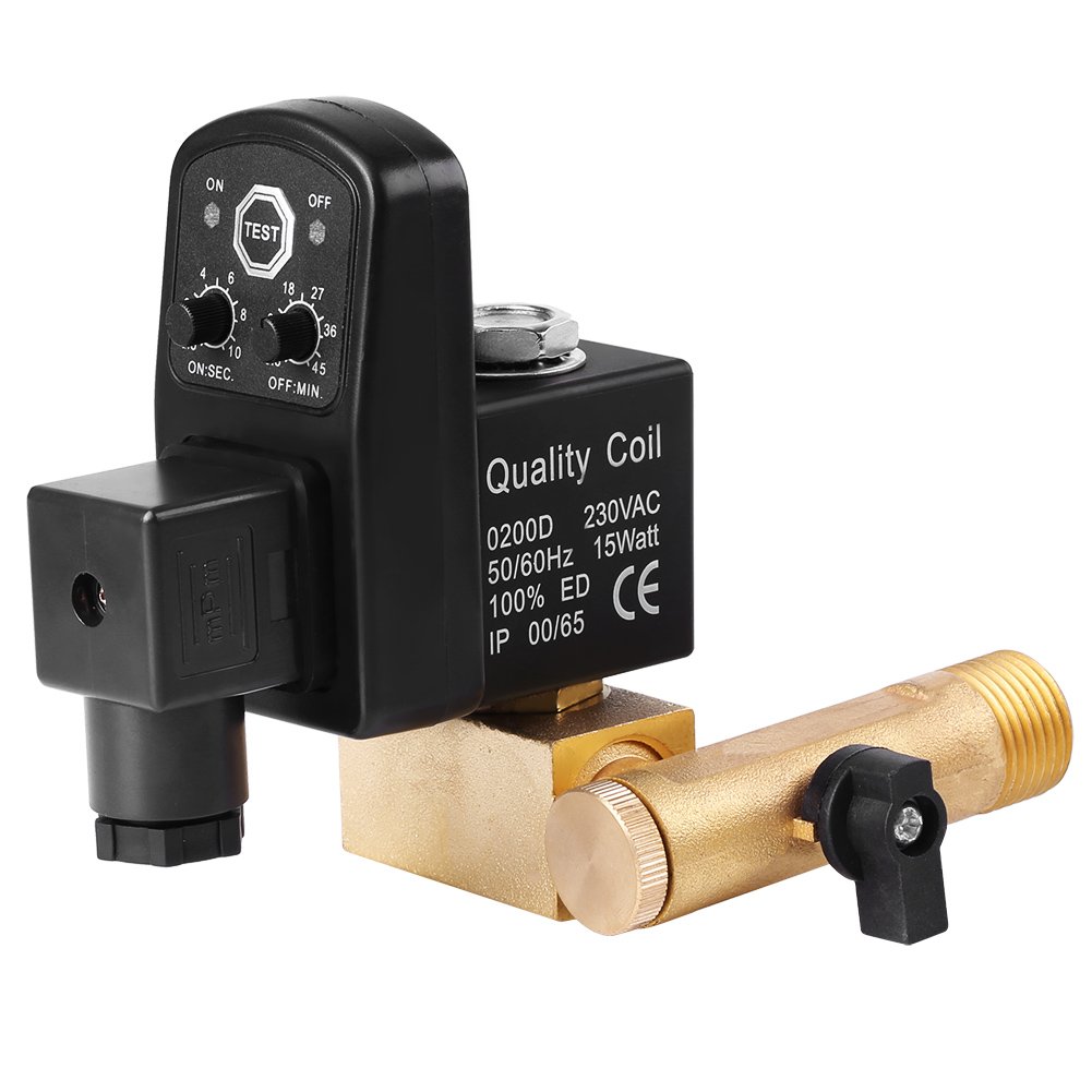 G1/2 DN15 Valvola di Scarico Elettronica Automatica a Tempo Serbatoio Aria Umidità Acqua per la Gestione Condensa Compressore Aria, Valvola Separata(AC230V)