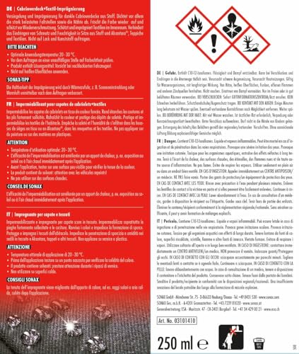 SONAX Cabrioverdeck+Textil-Imprägnierung (250 ml) Farbauffrischung und Schutz vor Wiederverschmutzung von Stoffverdecken | Art-Nr. 03101410