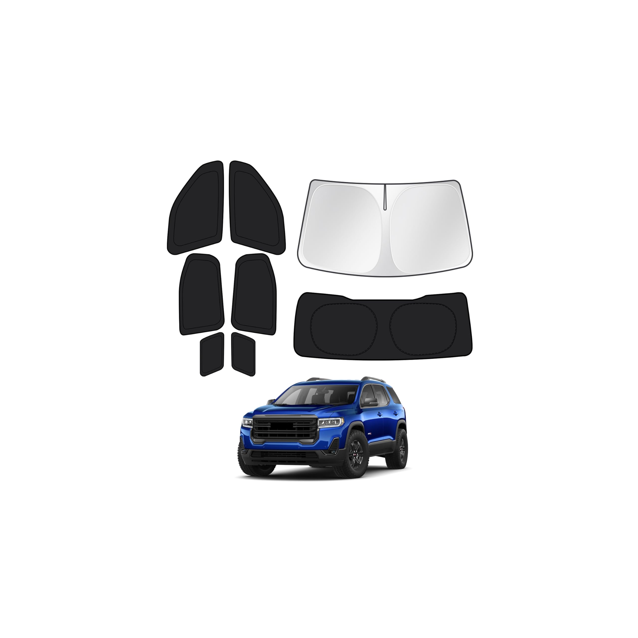Canvcle Window Shades for 2017-2023 GMC Acadia Accessories Windshield Sun Shade Side Rear Window Covers Sunshade Sun Visor Shield Privacy Protection for Camping Keep Vehicle Cool Black 8PCS