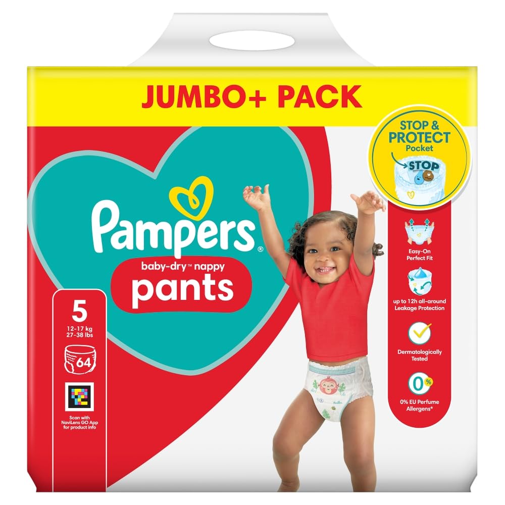 PAMPERS Pants Nappies Pull-ON Size 5 Junior 64S