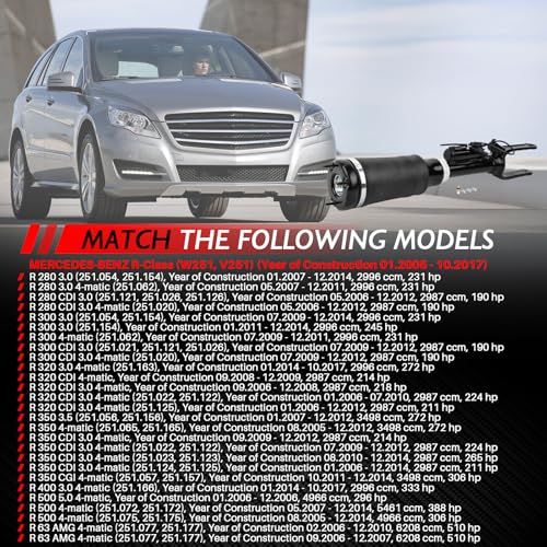 Merautop SJ 2513203113 2513203013 Luftfederbein Luftfederung mit ADS Vorderachse Ersatz für 2006-2014 R-Klasse V251 W251 R280 R300 R320 R350 R500 4matic Autozubehör Teil# 2513205613 2513205713