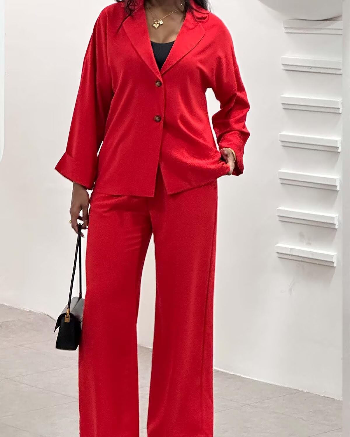 Casual Blazer Pants Suits for Women Dressy Oversized Long Sleeve Blazer and Wide Leg Pants 2 Piece Outfits - Image 5