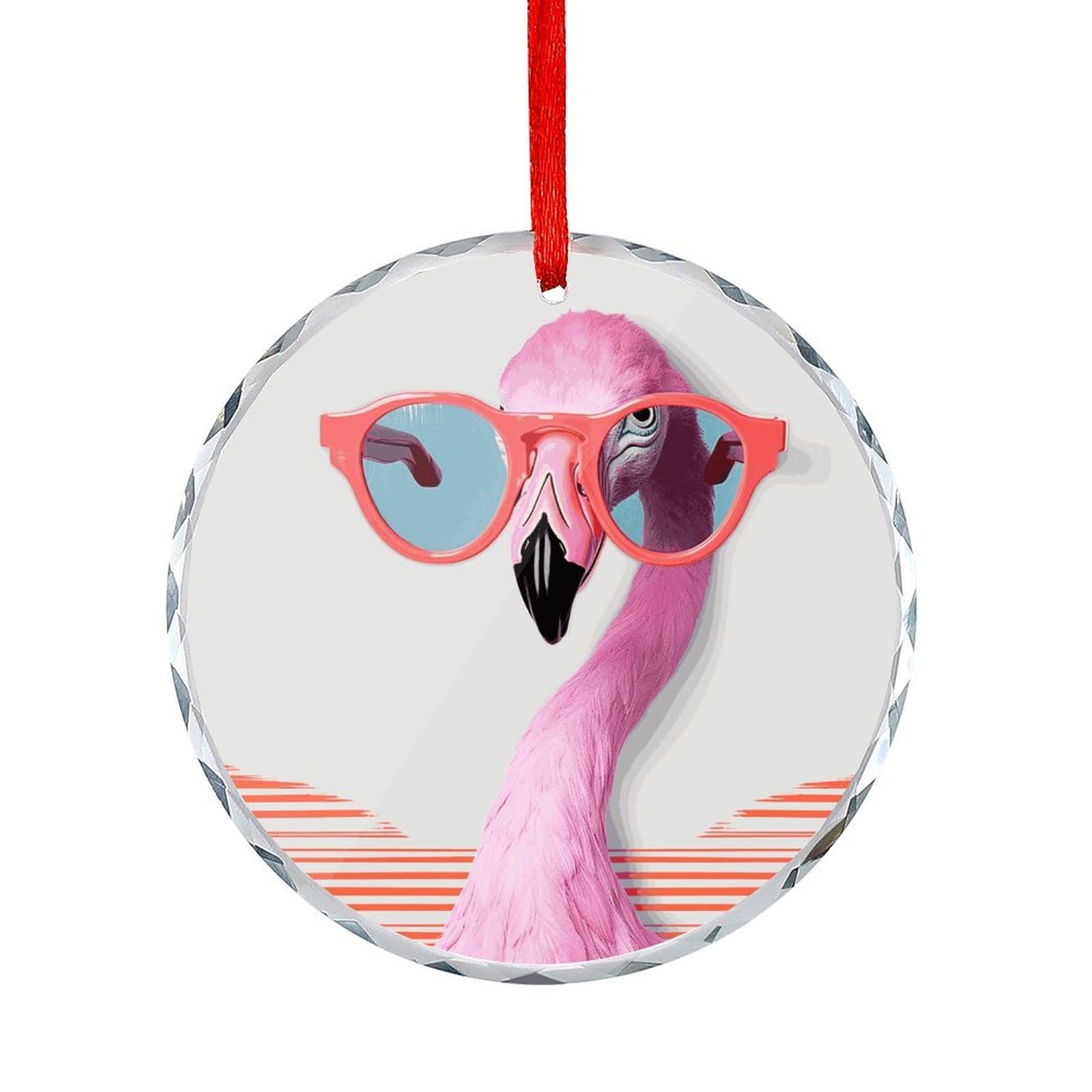 Btcowzrv Style Hello Glasses Flamingo Round Ornament Hanging Pendant Decor