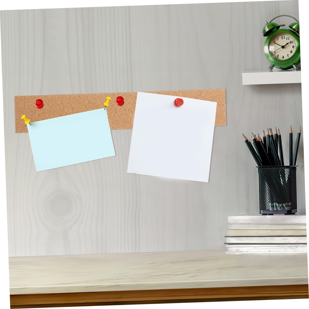 10pcs Self-Adhesive Cork Bulletin Strips Frameless Board for Office Home for Photos Notes Decor Multifunctional Wall Decoration