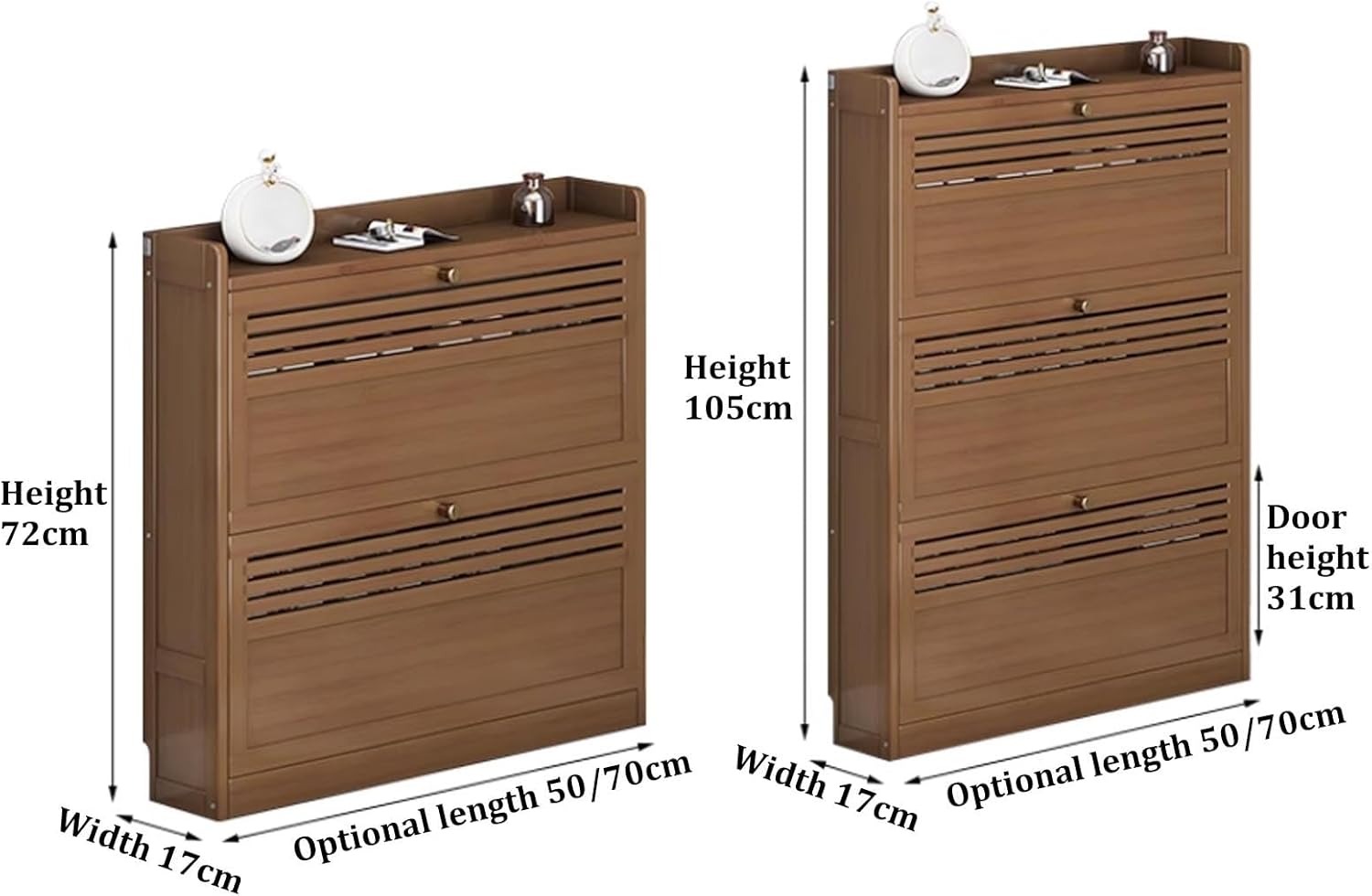 Shoe Storage Cabinet Cabinets Hallway Slim Cupboard Cupboards Hallways Slimline，Narrow 3-Tier Slim Shoe Storage Cabinet - 17cm Depth Shoe Rack with Anti-Tipping Design, Concealed Hinges, HOL