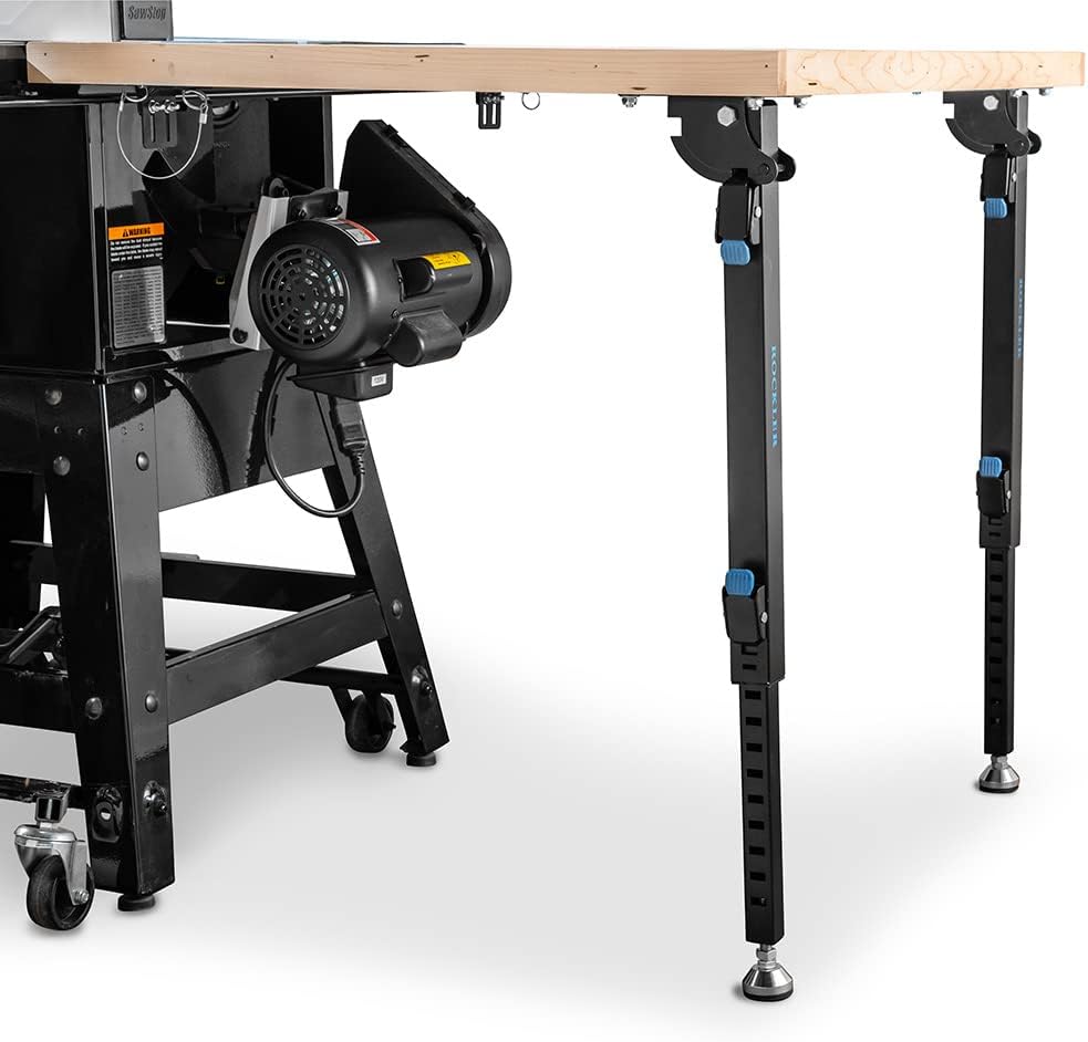Rock-Steady Knock-Down Outfeed Kit - Removable Outfeed Table for Compact Storage - Easy to Assemble Table Extension - Includes Levelers, Brackets & More