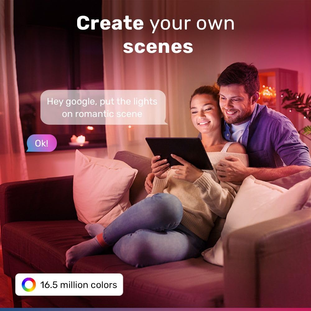 HOFTRONIC - Confezione risparmio da 10 faretti LED Smart Home GU10 – WiFi + Bluetooth – Colorato RGBWW – Controllabile tramite telefono cellulare e lingua (Google Home, Amazon Alexa e Siri)