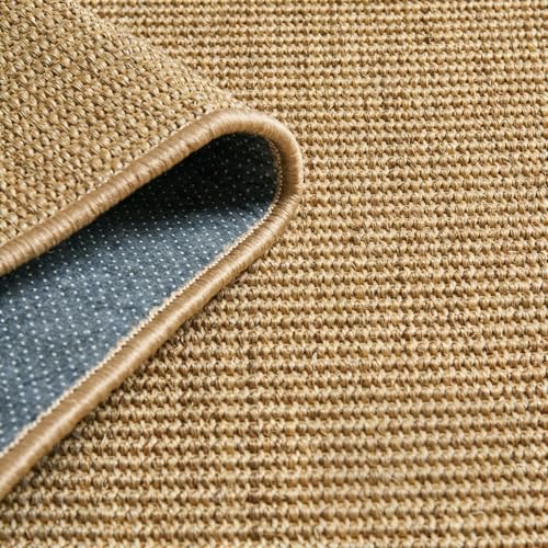 DOUSMHII Alfombra de yute para sala de estar, 80 x 130 cm, alfombra lavable para interiores y exteriores, alfombra de patio, para sala de estar, dormitorio, balcón
