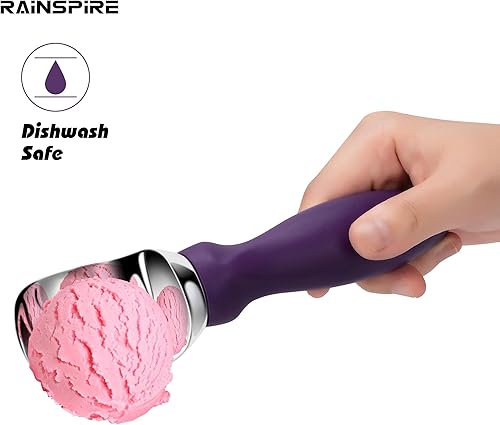 Vista 24 de Rainspire Cuchara de helado de acero inoxidable con mango cómodo, cuchara de helado resistente, pala para helado, ideal para cucharas de helado duro