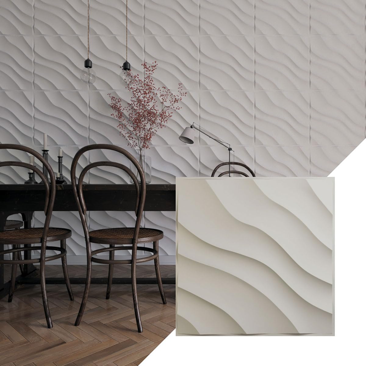 Panel de pared decorativo 3D con relieve limpio satinado para salón
