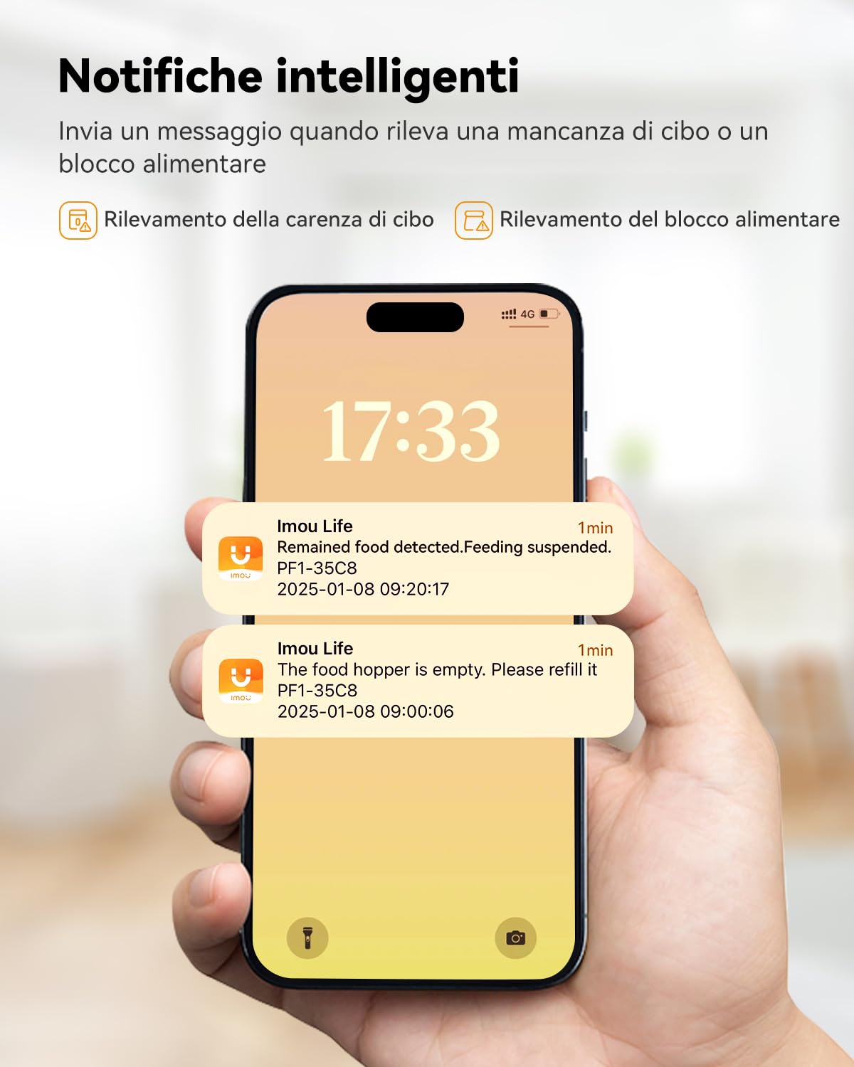 Imou 4L Distributore Automatico Cibo Gatti con 360° Telecamera, 4MP Distributore Automatico con Sensore per Cibo Basso, Tracciamento del Gatti/Cani, 2.4G WiFi, 1-15 Pasti/Giorno, Controllo APP