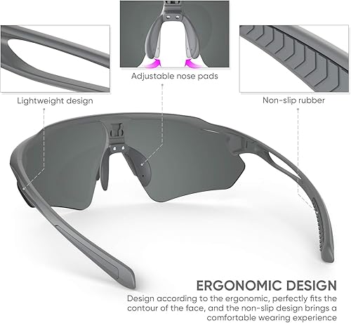 Miniatura 5 de Gafas de ciclismo, TR90 Marco irrompible Polarizado Anti-UV400 Gafas de sol deportivas