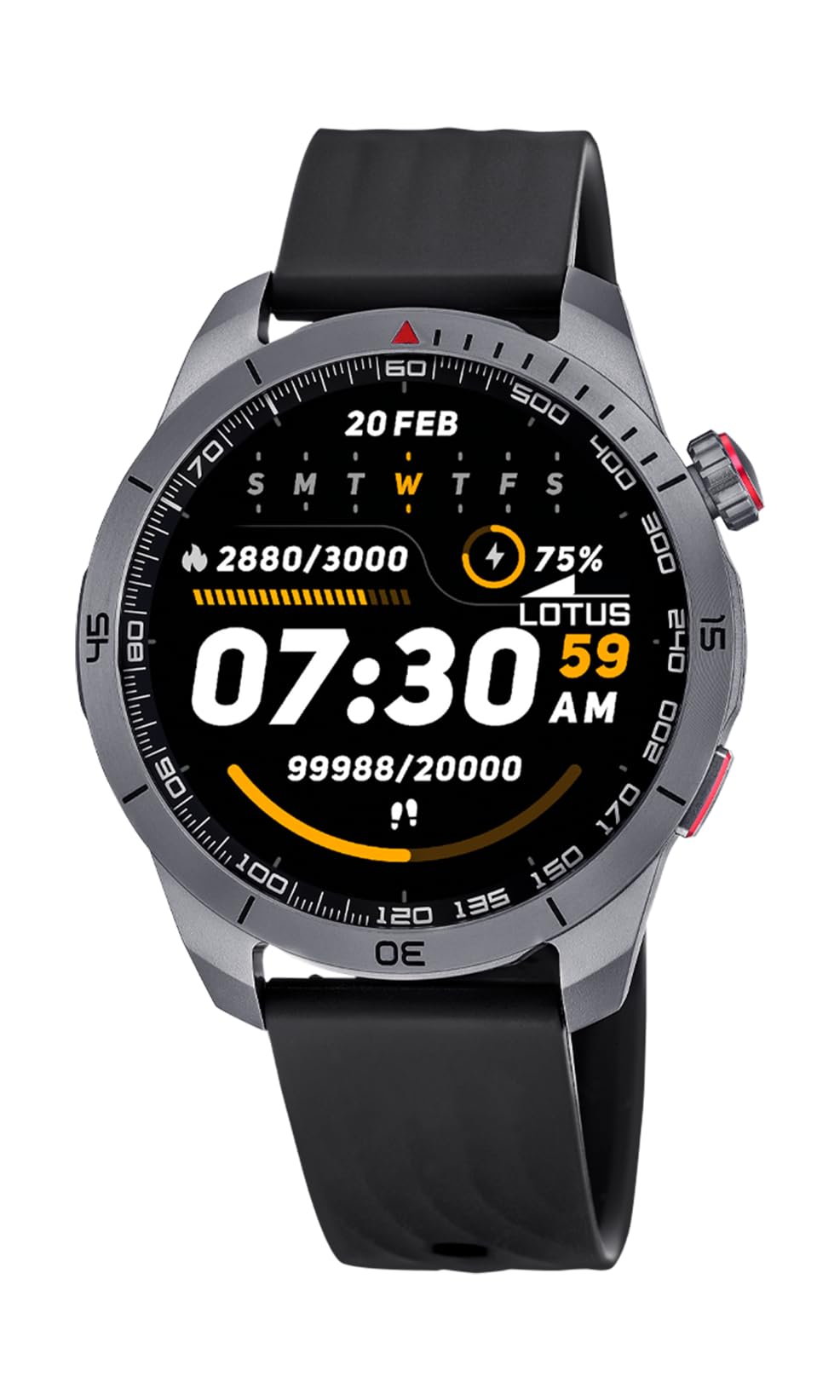LOTUS Reloj Inteligente Hombre - Smartwatch Caucho Negro | Resistente al Agua IP65, GPS, Voz IA, Control Música, Cuenta Pasos y Calorías, Teléfono 50209/1 Paso X, Smartime 2nd Gen