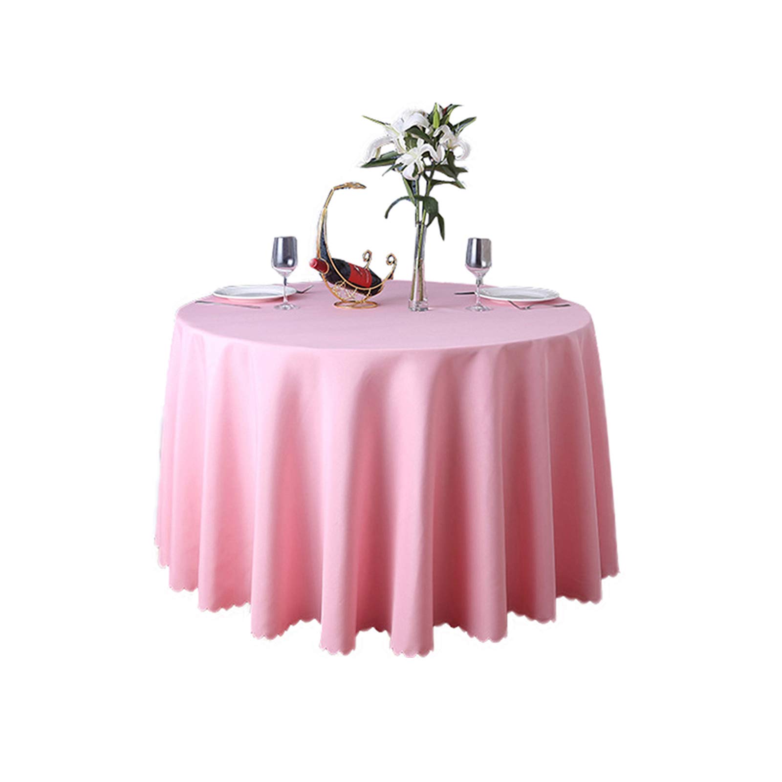 Nappe ronde rose 180 cm en polyester idéale pour décoration de mariage