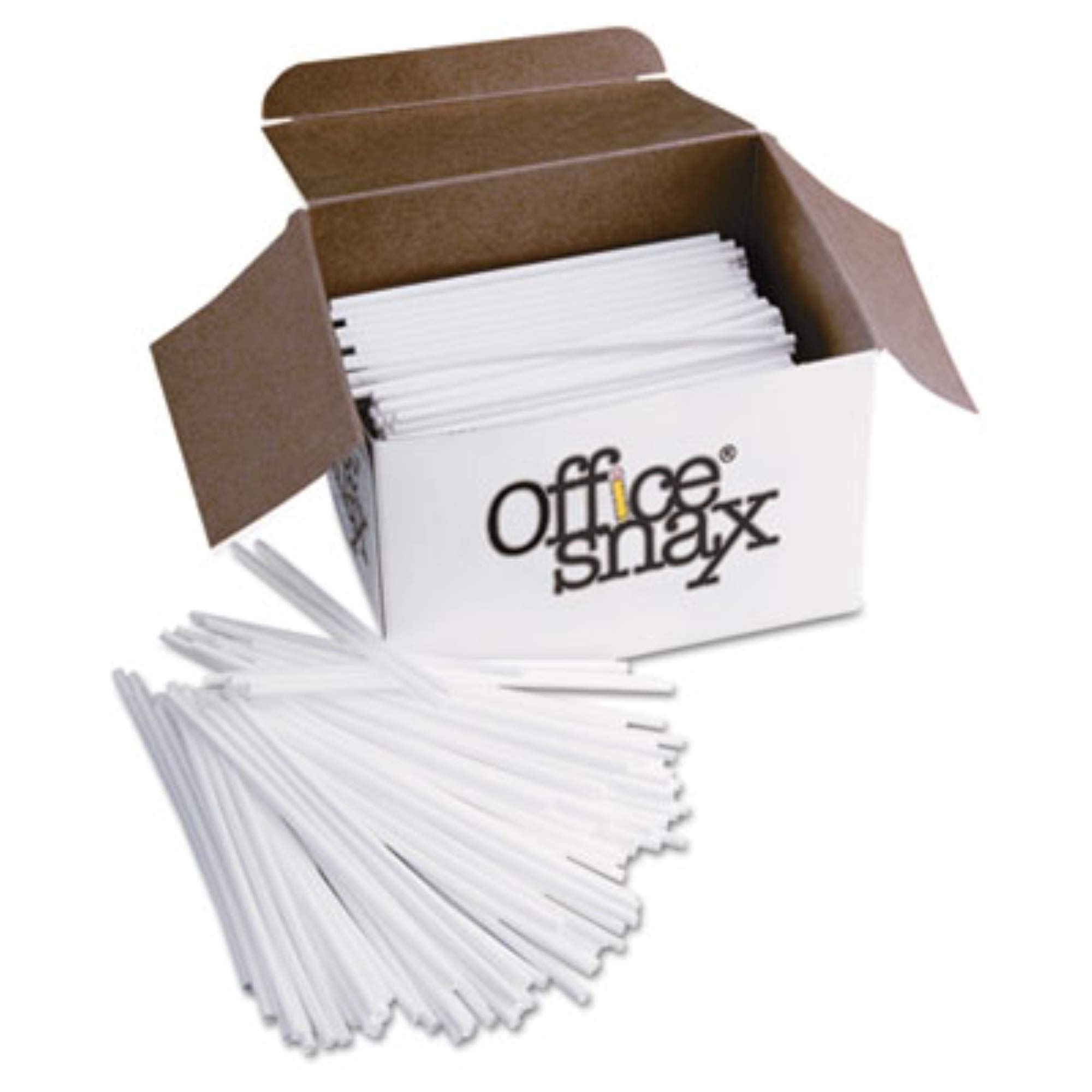 Office Snax STR5 Plastic Stir Sticks, 5-Inch, Plastic, White, 1000/Box
