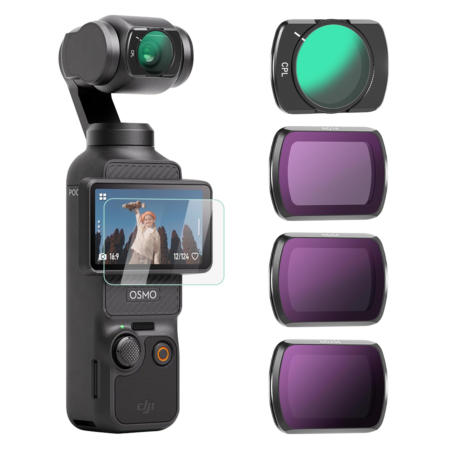 Koolehaoda Magnetic CPL ND16 ND64 ND256 Filter Kit for DJI OSMO Pocket 3 | Neutral Density Polarising Filter, Optical Glass Ultra Slim Aluminum Frame,