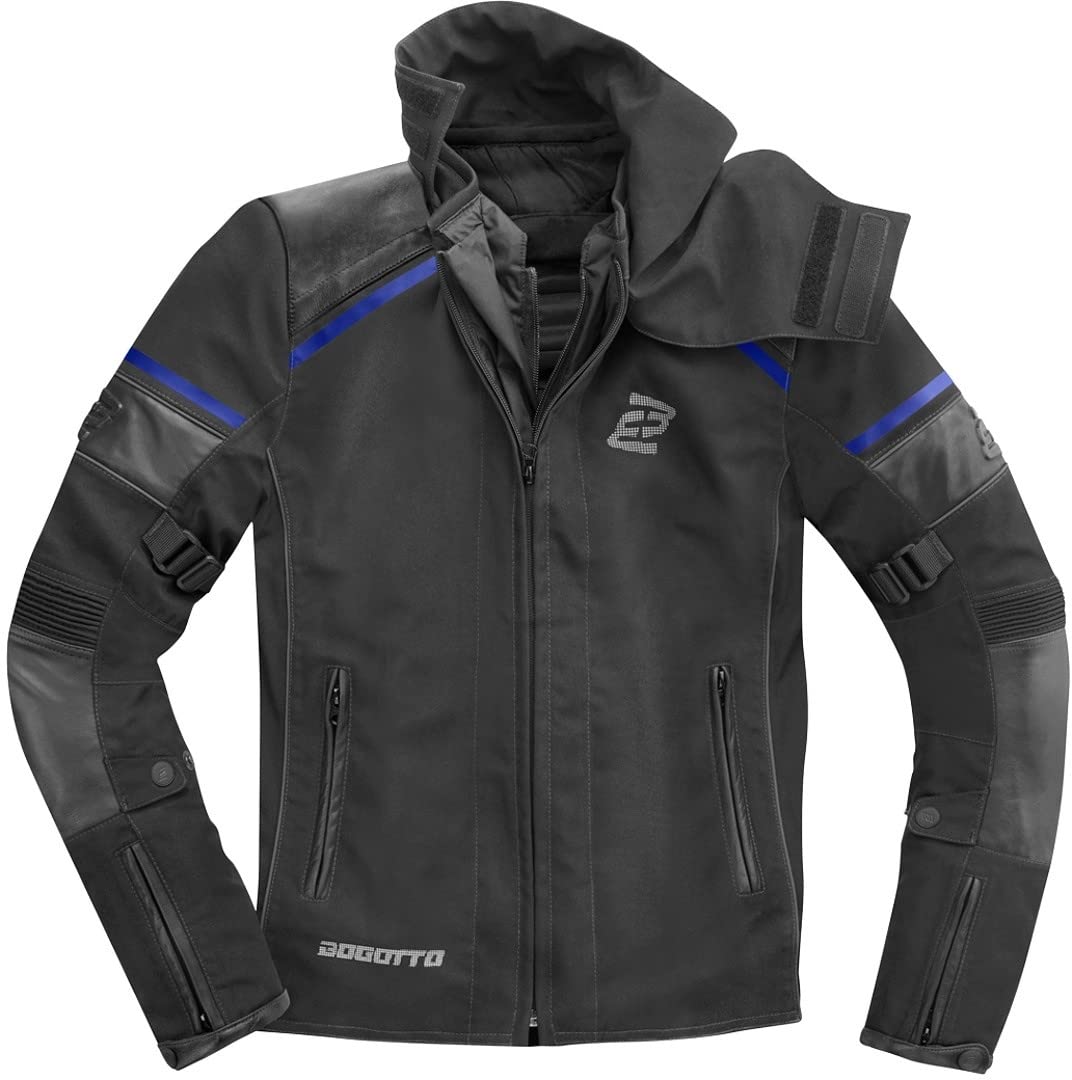 Bogotto Blizzard-X wasserdichte Motorrad Textiljacke, schwarz/blau, L | Wasserdicht
