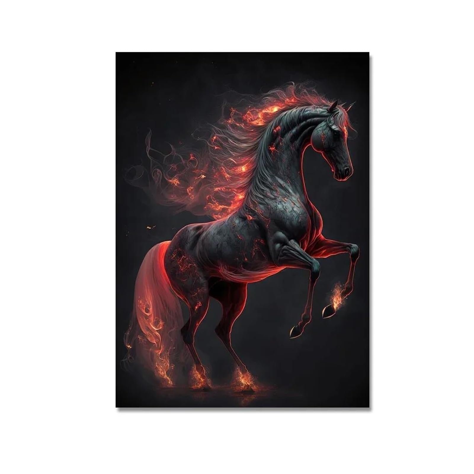 Byambd D Byamb Aesthetic Pictures Abstract Running Horse With Fire Aesthetic Posters Prints Wall Art Canvas Painting Pictures Living Room Home Ecor(,40X50cm)