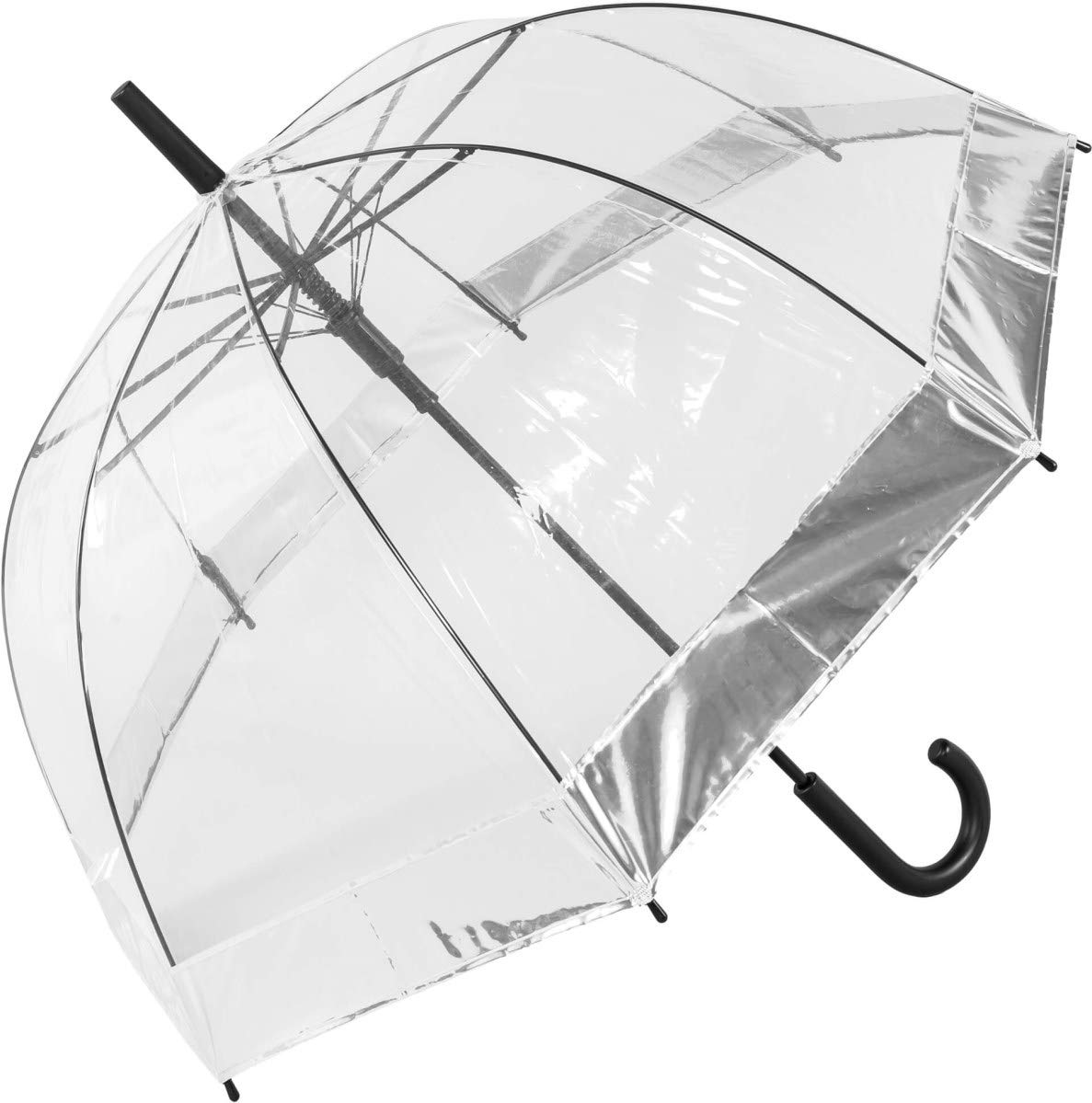 Gimbles® New Women's Automatic Open Strong Rain Clear Dome Pink Blue Silver Umbrella (Silver)