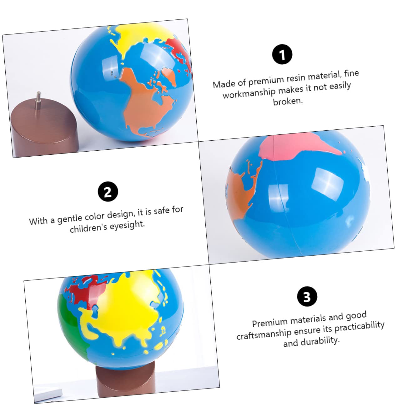 VANZACK Globo Terráqueo Infantil para Aprendizaje de Geografía, Juguete Educativo Superficie Llana y Colores Vivos