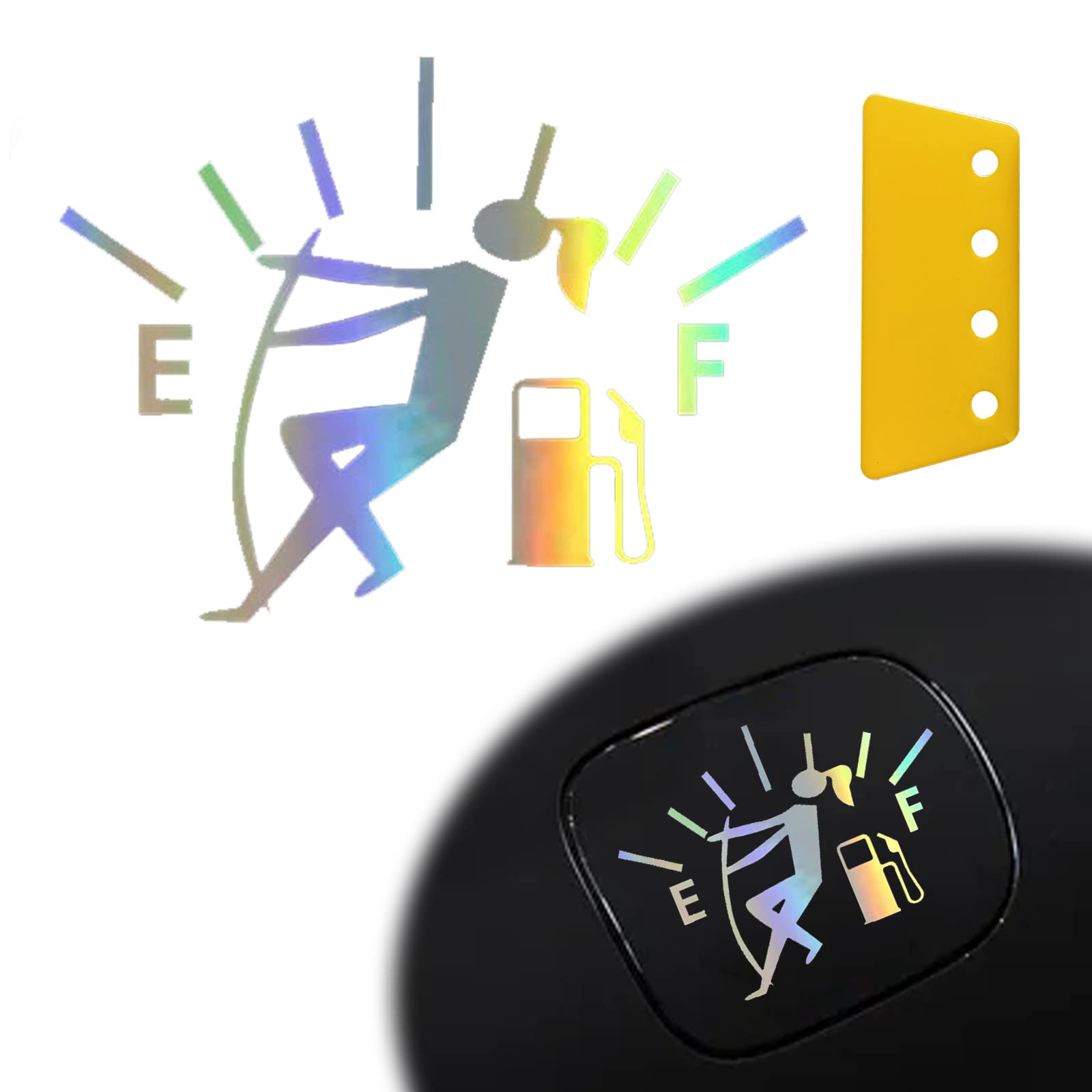 Funny Car Stickers, High Gas Consumption Decal, woman Adjusting Fuel Gauge Empty Stickers, Waterproof Fuel Gage Stickers for Cars, Motorcycles, Trucks, Universal Car Decals((1 Pcs- Colorful)