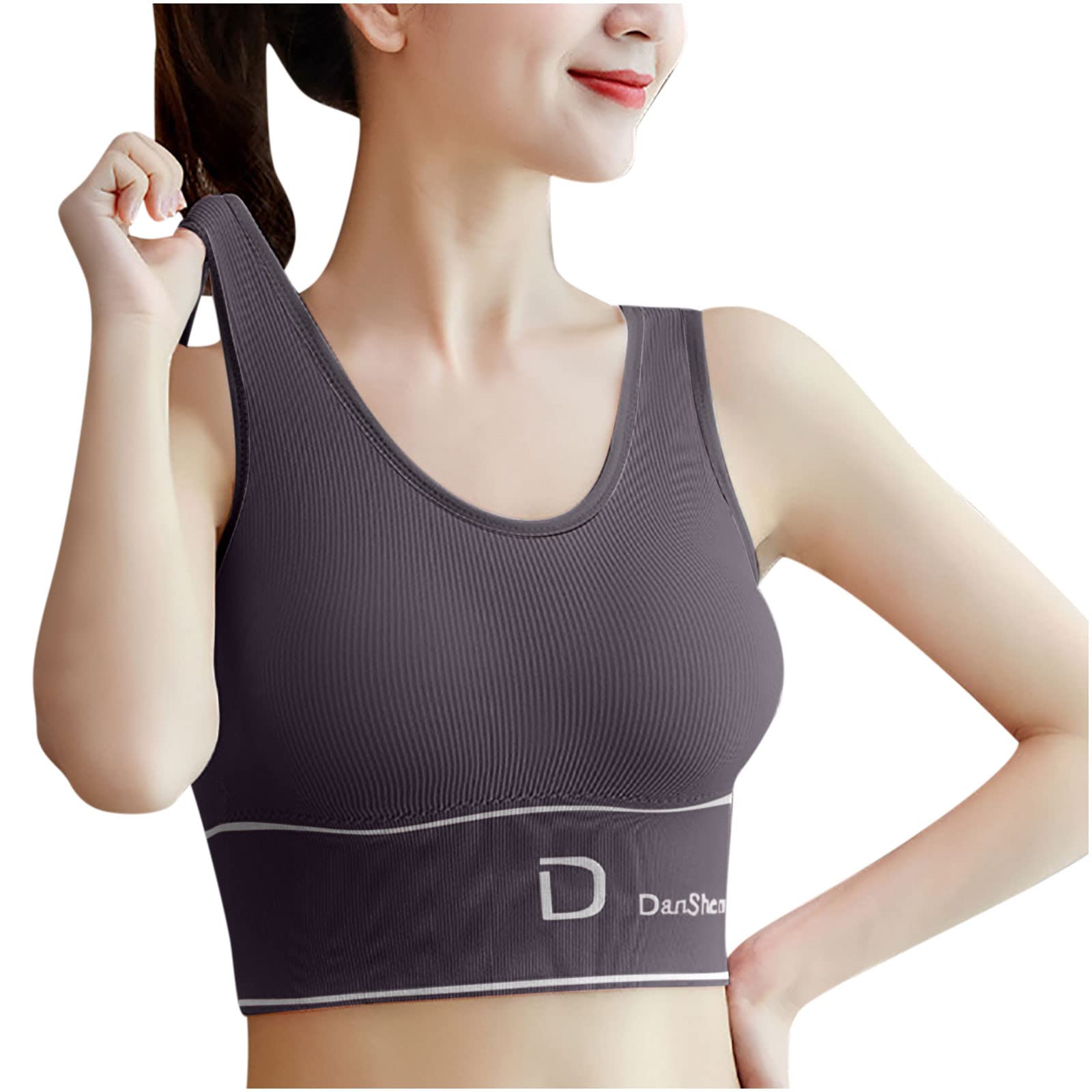 kakina CMSX Women's Padded Sports Yoga Bra Beautiful Back U-Shaped Rib Knit Crop Tank Tops Workout Running Outdoors Camisole