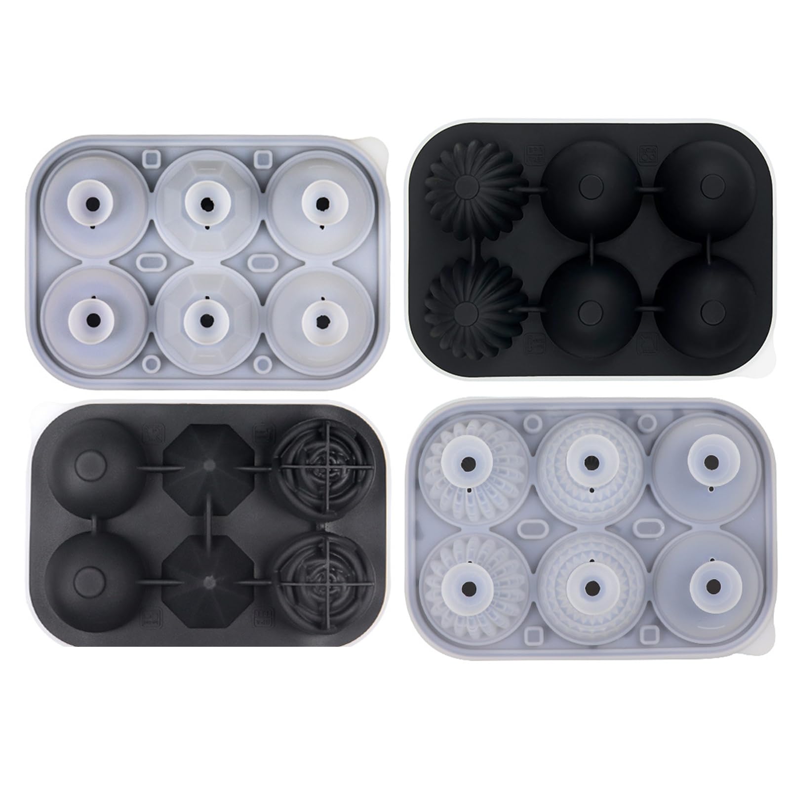 Xinsheinelry 6 Cavity Leak Proof Ice Molds Portable Silicone Ice Cubes Container Tray High Efficiency Silicone Ball Maker Ball Maker
