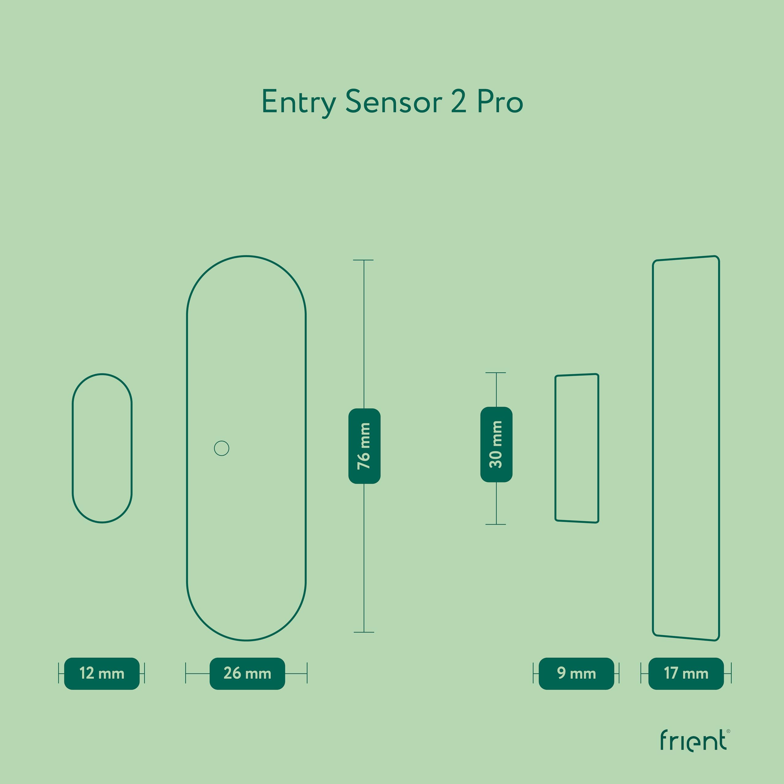 frient Entry Sensor 2 Pro | Czujnik drzwi i okien | Czujnik magnetyczny | Wykrywanie temperatury | Zigbee | Działa z Homey, Home Assistant i SmartThings