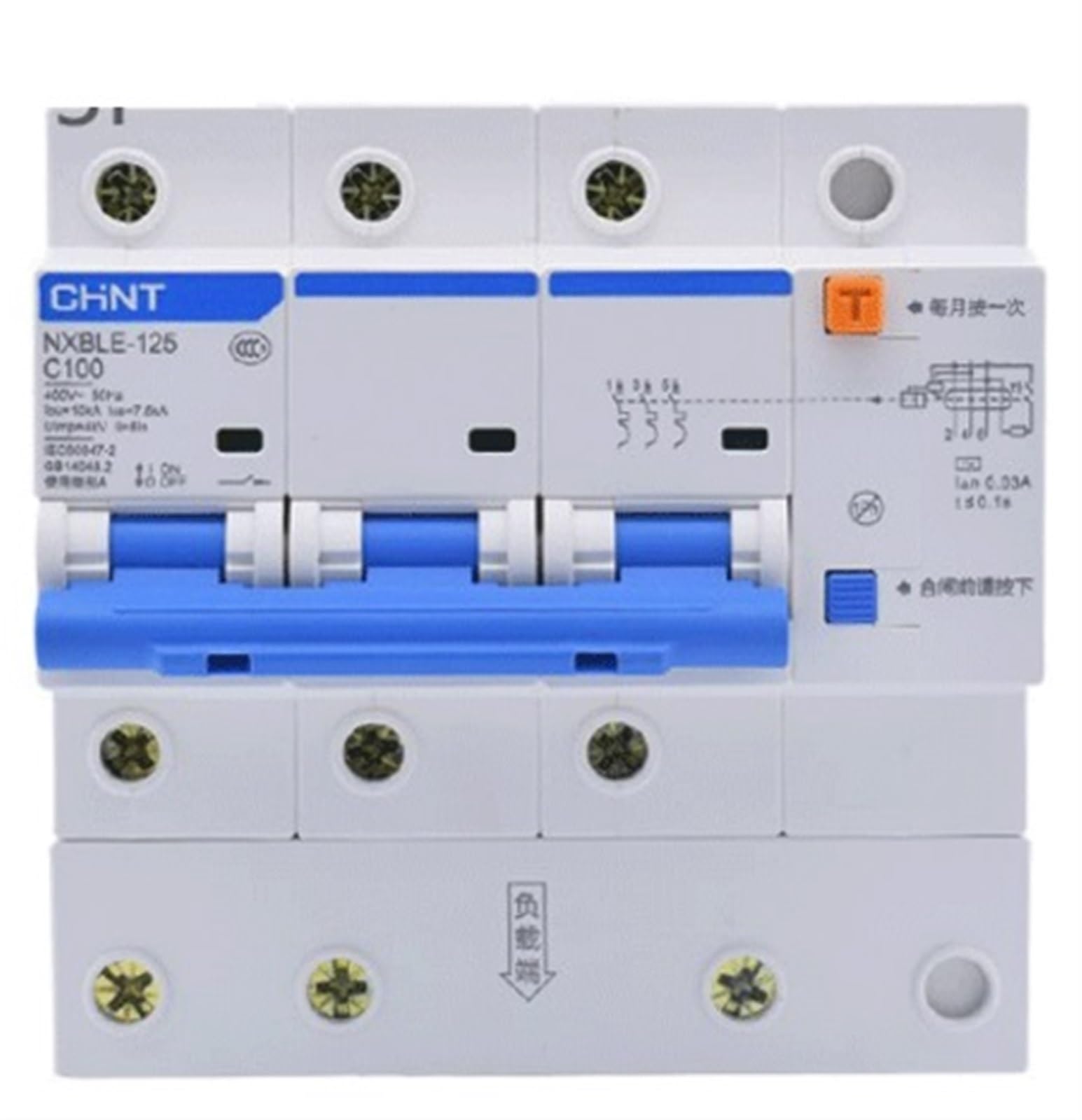 Disjoncteur différentiel NXBLE-125 3P contre les surcharges de circuit 63A