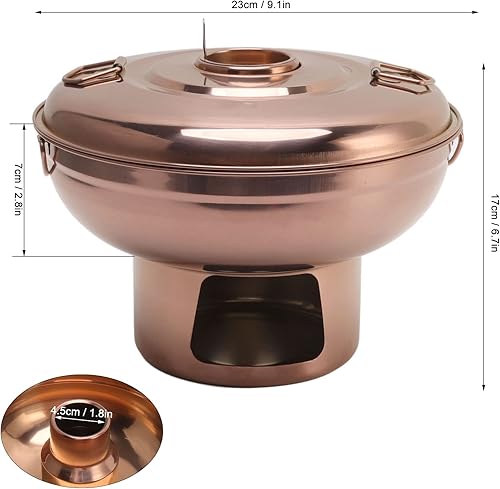 Miniatura 5 de DEWIN Hot pot de carbón, estilo chino 410 de acero inoxidable de carbón pequeño hotpot de hielo seco Old Beijing para una sola persona, pequeño