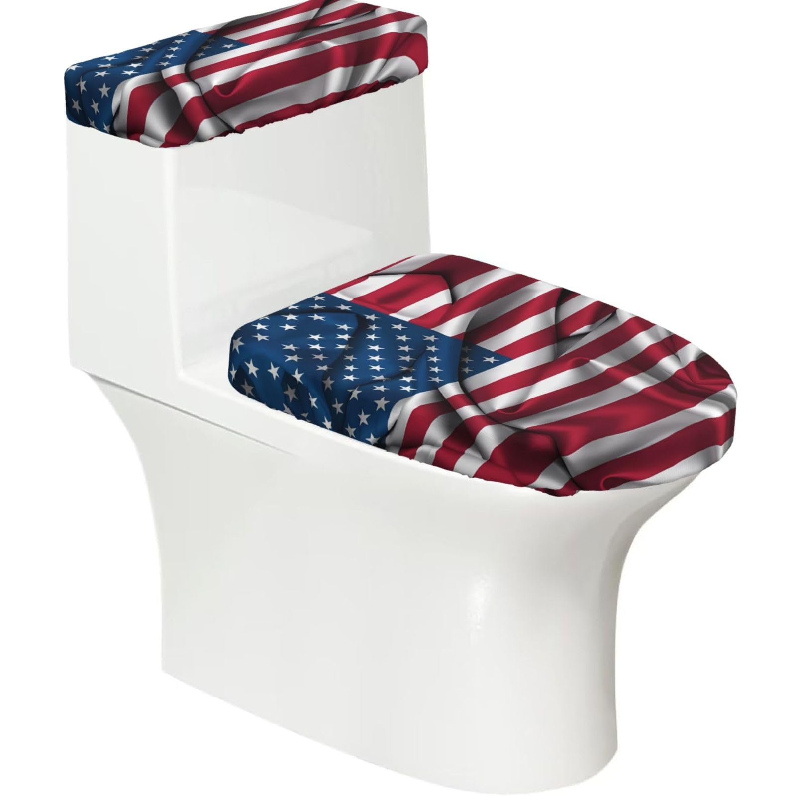 Mrowyc Black American Flag Printed Toilet Seat Set - Set Of 2 - Universal Toilet Seat Cover - Housewarming Birthday Christmas Gift